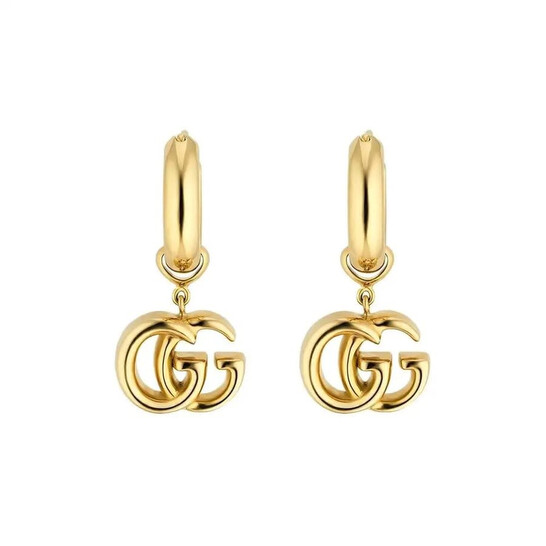 稀少 GUCCI(グッチ) Running GG 18K Yellow Gold Earrings Gucci GG RUNNING EARRINGS IN 18K YELLOW GOLD YBD582017001