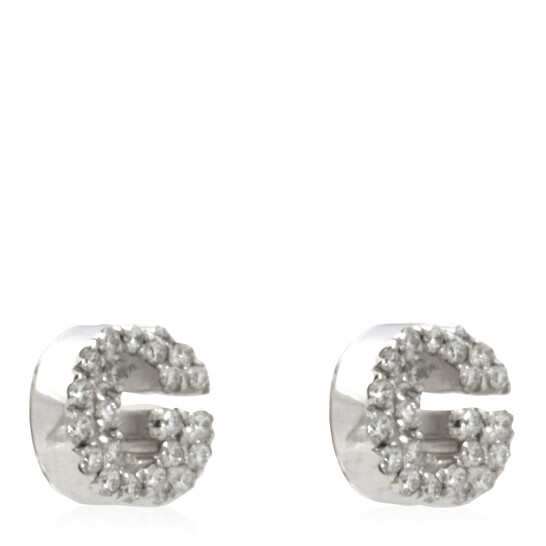 大吉 GUCCI GG Running 18K White Gold Diamond Earrings