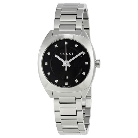 Gucci GG2570 Black Dial Diamond Stainless Steel Ladies Watch