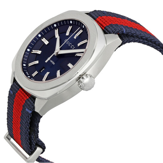 Gucci GG2570 Blue Dial Blue and Red Nylon Men's Watch YA142304