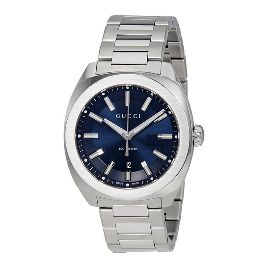 【美品】GUCCI グッチ ラージウォッチ YA142303/142.3 ブルー Gucci GG2570 Blue Dial Men's Watch YA142303 731903382398
