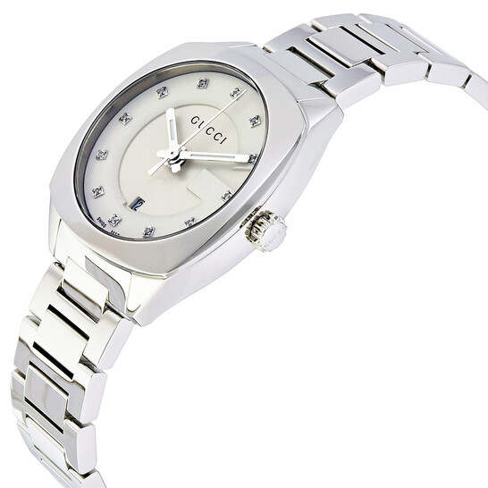 稀少 GUCCI(グッチ) GG2570 White Dial Diamonds Ladies Watch Gucci GG2570 White Dial Stainless Steel Diamond Ladies Watch