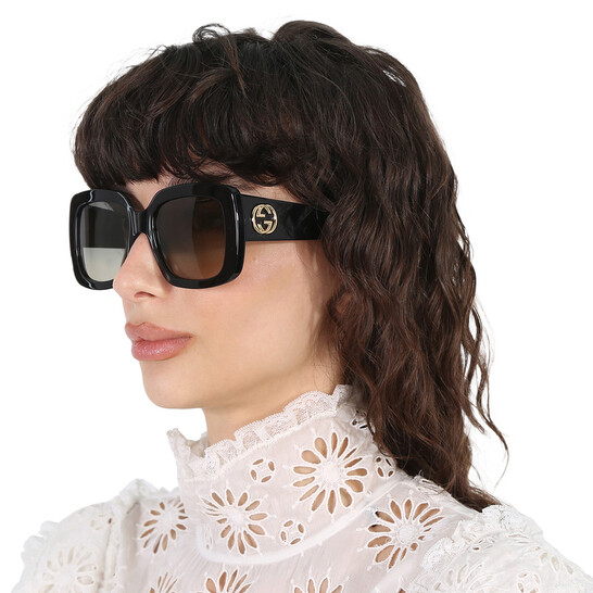 Gucci Gradient Grey Square Ladies Sunglasses GG0141SN 001 53