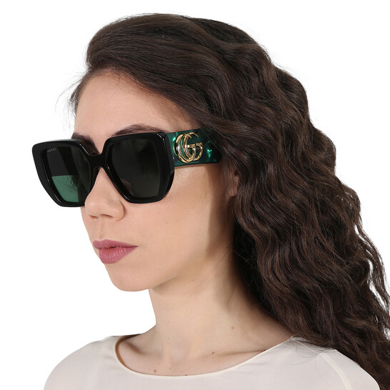 GUCCI オハサイスフレムサンクラス GG0956S 001BLACKGREENGREEN Gucci GG0956S S (54 - 19) with Green lenses and Black frame