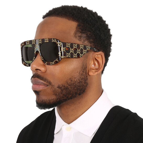 GUCCI９号 Rectangular frame sunglasses in blue tortoiseshell | GUCCI® US