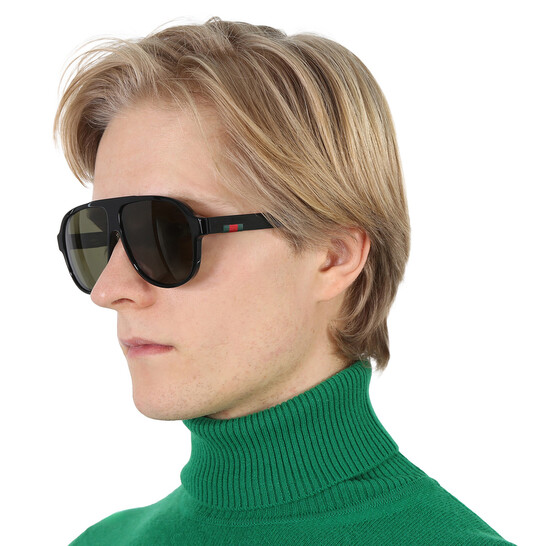 Gucci Green Pilot Men's Sunglasses GG0009S 001 59