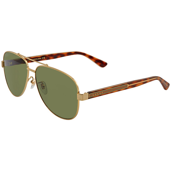 Gucci Green Pilot Men's Sunglasses GG0528S 009 63 889652236513