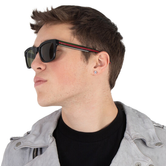 Unisex GUCCI GG0001SN 002 Square Sunglasses with Dark Lenses Amazon.com: Gucci GG0001SN Web Stripe & Lettering Logo  main image 3