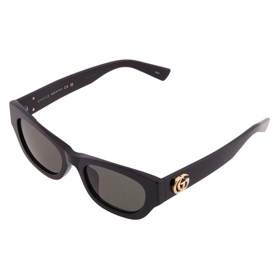 Gucci GG1954SA 001 Cat Eye Sunglasses - Shiny Black/Grey Gucci GG1954SA 001 Sunglasses Black Cat Eye Frame, Grey Lenses main image 2