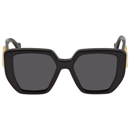 GUCCI オハサイススクエアフレムサンクラス GG0956S 003 Gucci Sunglasses GG0956S 003 Black Gold Grey Square Woman