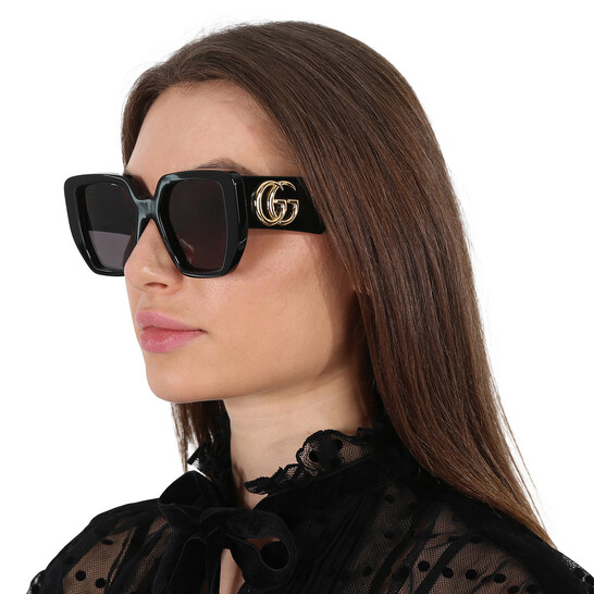 GUCCI オハサイススクエアフレムサンクラス GG0956S 003 Gucci Grey Geometric Ladies Sunglasses GG0956S 003 54