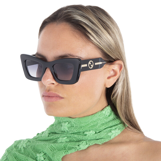 Gucci Grey Gradient Cat Eye Ladies Sunglasses GG1552S 001 49  display picture 2