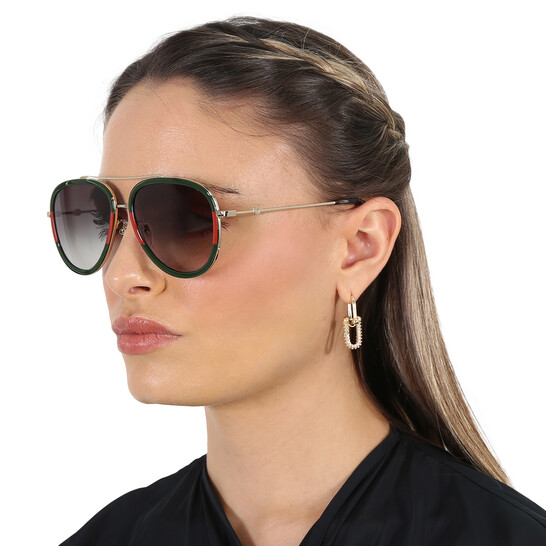 Gucci Grey Gradient Pilot Unisex Sunglasses GG0062S 003 57