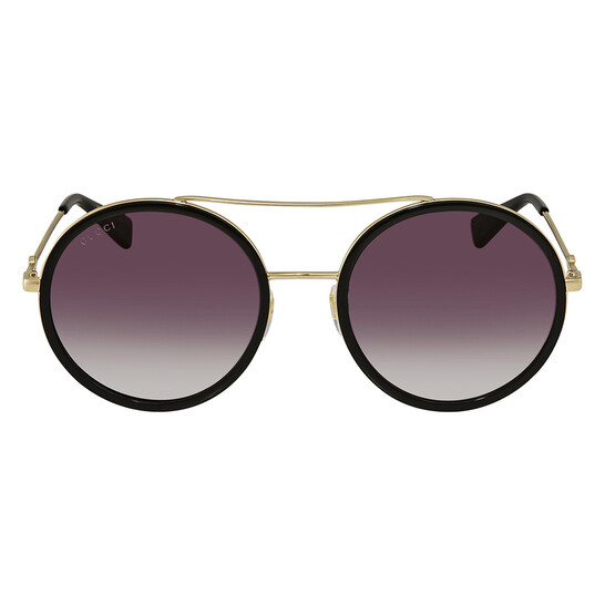 Gucci GG0061S サングラス グレー Gucci Grey Gradient Round Ladies Sunglasses GG0061S 001 56