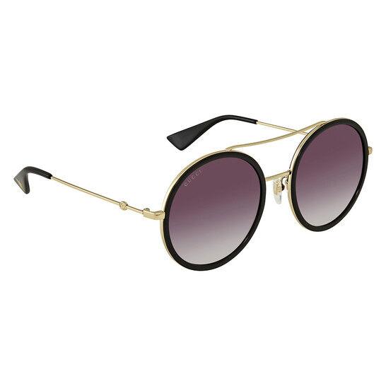 Gucci Grey Gradient Round Ladies Sunglasses GG0061S 001 56