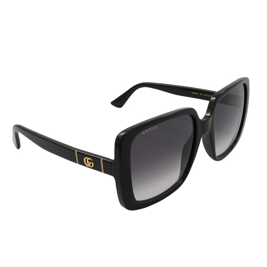 GUCCI スクエアフレムサンクラス GG0632S 001 Gucci Grey Gradient Square Ladies Sunglasses GG0632S 001 56