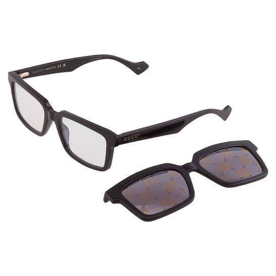 Gucci Grey Logo Clip-On Rectangular Men's Sunglasses GG1543S 001