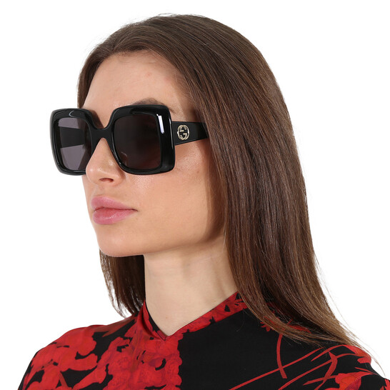 GUCCI スクエアフレムサンクラス GG0896S 001 Gucci Grey Rectangular Ladies Sunglasses GG0896S 001 52