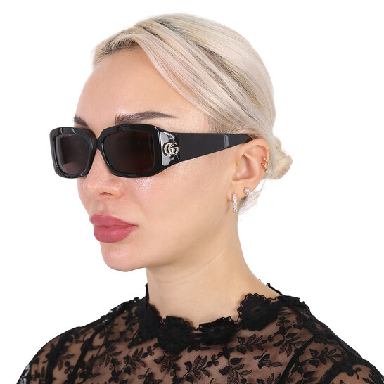 Gucci Grey Rectangular Ladies Sunglasses GG1403S 001 54  display picture 2