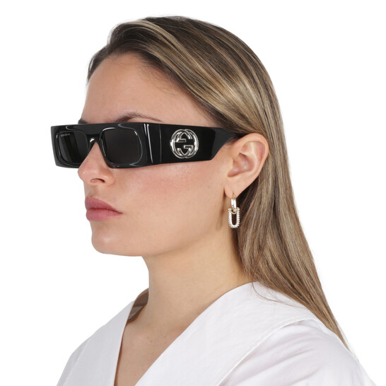 Gucci Grey Rectangular Ladies Sunglasses GG1646S 001 49