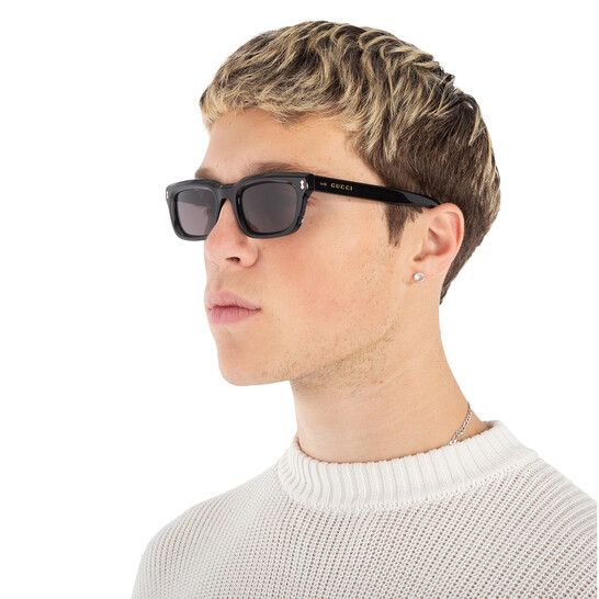 GUCCI(グッチ) GG1524S 001 ロゴ サングラス Gucci Grey Rectangular Men's Sunglasses GG1524S 001 51