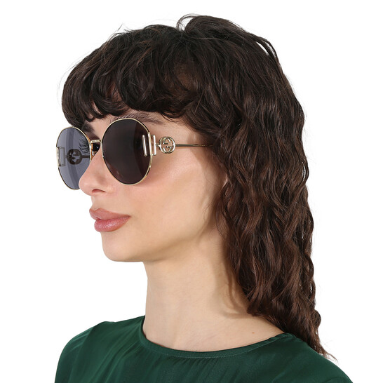 Gucci GG1206SA 002 Round Sunglasses - Gold/Grey display picture 3