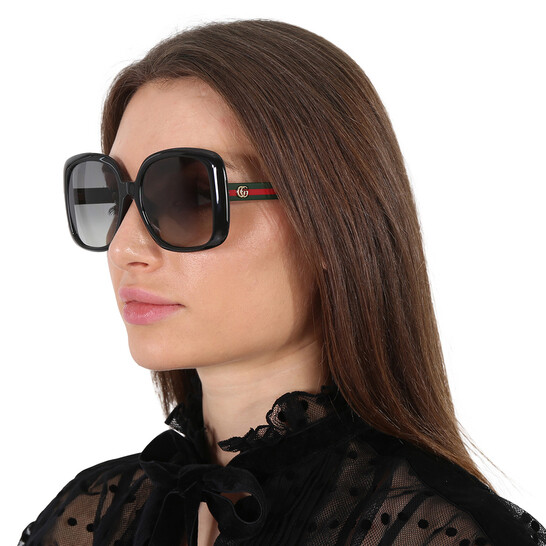 グッチ GG0714SA サングラス Gucci Grey Square Ladies Sunglasses GG0714SA 001 56