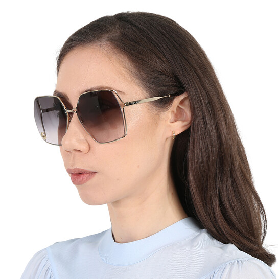 Gucci Grey Square Ladies Sunglasses GG0817S 006 65