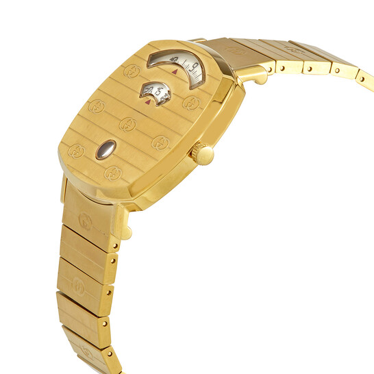 Gucci Grip Quartz White Dial Yellow Gold-tone Ladies Watch