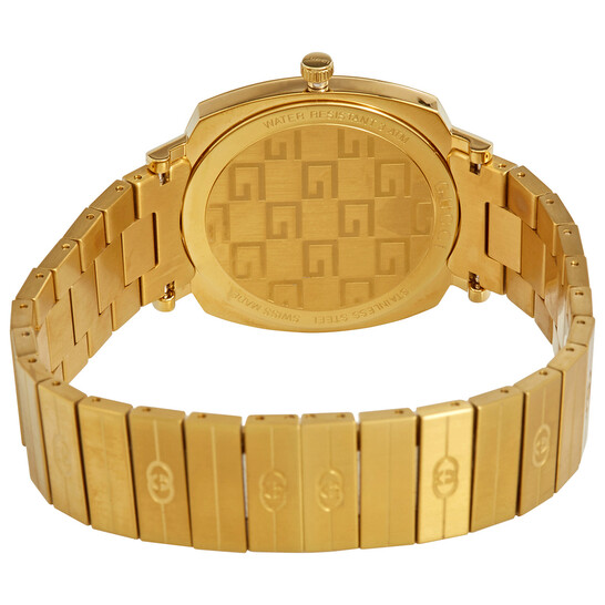 Gucci Grip Quartz White Dial Yellow Gold-tone Ladies Watch