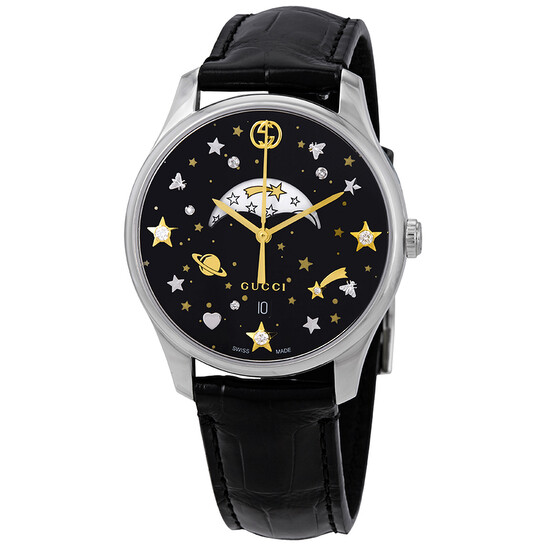 Gucci G-Timeless Black Diamonds Dial Ladies Moonphase Watch