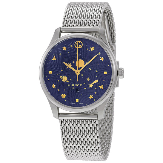 美品GUCCI カラフルリストウォッチ Gucci G-Timeless Blue Motifs Dial Men's Watch YA126328