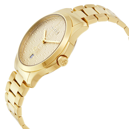 Gucci G-timeless Yellow Gold Diamond Pattern Dial Unisex Watch YA126461