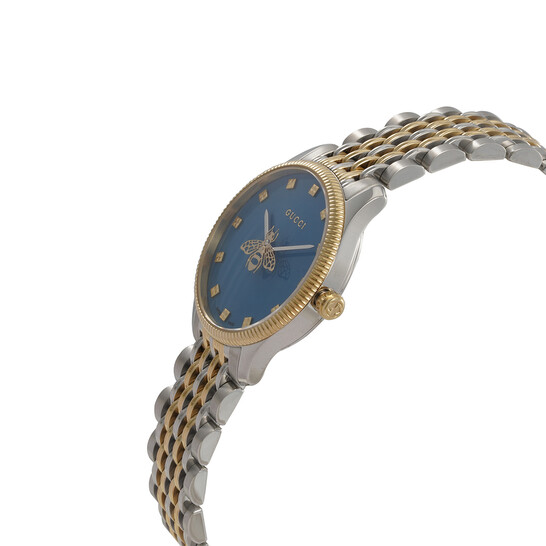 ★大人気★GUCCI G-Timeless Quartz Blue Dial Ladies Watch Gucci G Timeless Quartz Blue Dial Two Tone Steel Strap Watch