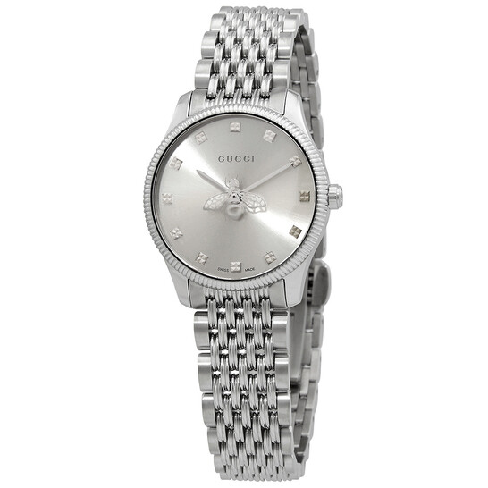 Gucci G-Timeless Quartz Silver Dial Ladies Watch YA1265019