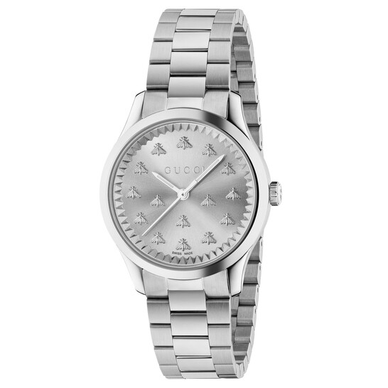 Gucci G-Timeless Quartz Silver Dial Ladies Watch YA1265031