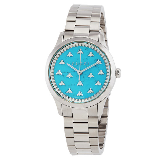 Gucci G-Timeless Turquoise Stone Dial With Bees Dial Ladies Watch