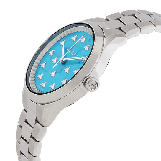 Gucci G-Timeless Turquoise Stone Dial With Bees Dial Ladies Watch