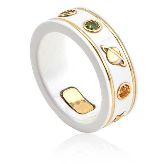 ゆり Gucci Icon White Zirconia Ring With Gemstones, Size 14