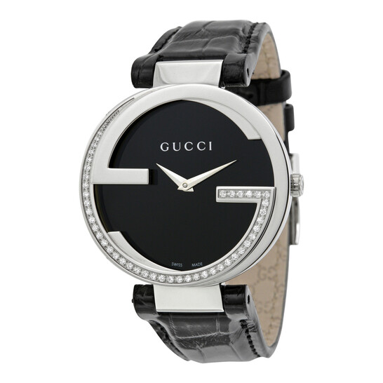 Gucci Interlocking Black Dial Quartz Ladies Watch YA133305