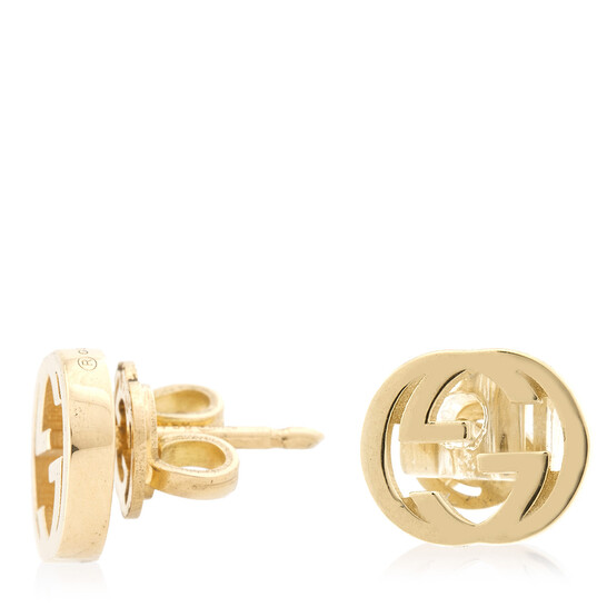 ゆり Gucci Interlocking G 18Ct Yellow Gold Stud Earrings