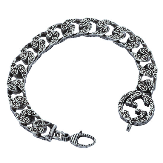 Gucci Interlocking G Chain Bracelet In Silver, Size 16
