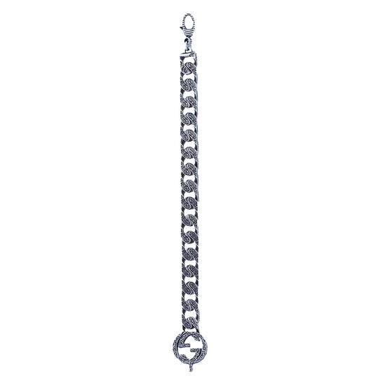 Gucci Interlocking G Chain Bracelet In Silver, Size 16