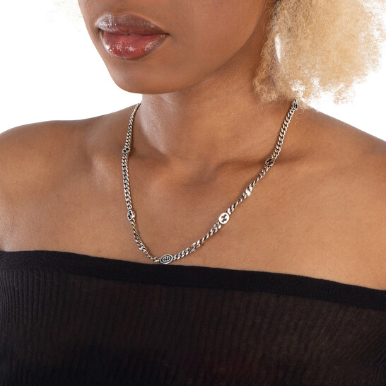 Gucci Interlocking G Link Necklace In Sterling Silver