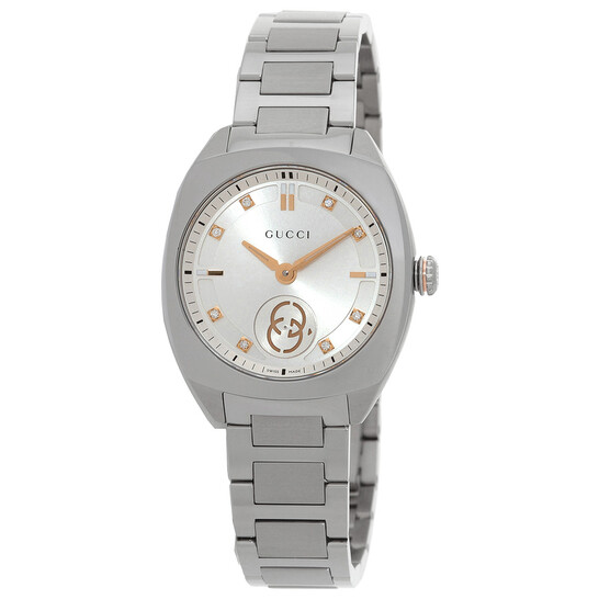 Gucci Interlocking G Quartz Diamond Silver Dial Ladies Watch