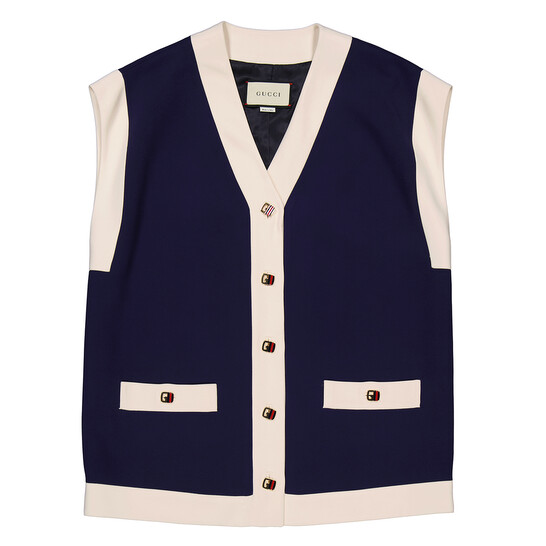 Gucci Ladies Blue Viscose Cady Vest, Brand Size 36 (US Size