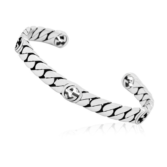 Gucci Ladies Sterling Silver Interlocking G Cuff Bracelet  display picture 1