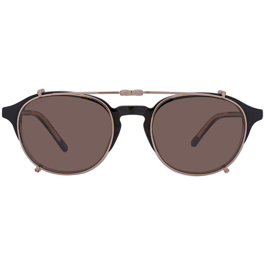 Gucci Light Brown with Dark Brown Clip-On Round Men display picture 2