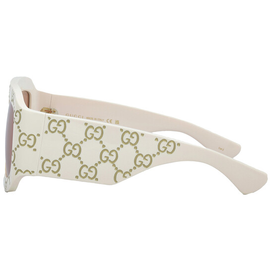 GucciMask Sunglasses in Cream engraved with GG with Orange Lens. 0400019560960_GOLD?wid=600&hei  main image 2