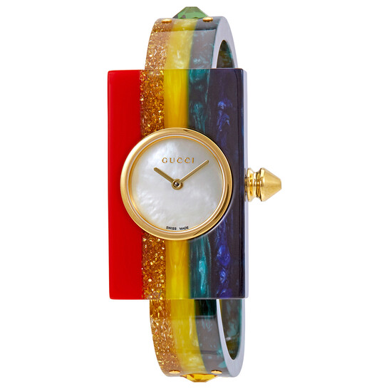 Gucci Plexiglas Ladies Small Studded Bangle Watch YA143519